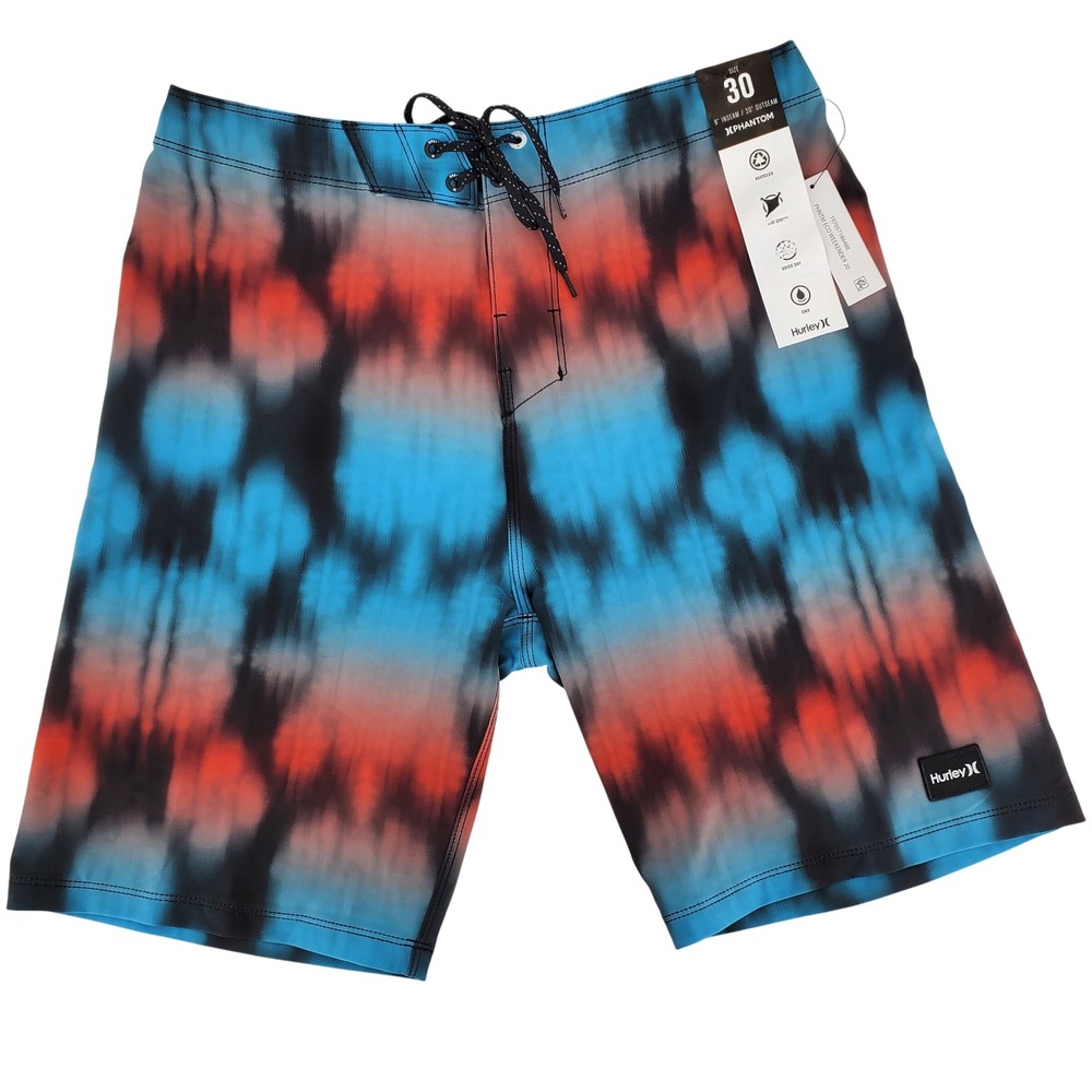 Hurley Phantom Board Shorts‎ Mens 30 Blue Red Tie Dye Print Quick Dry Stretch